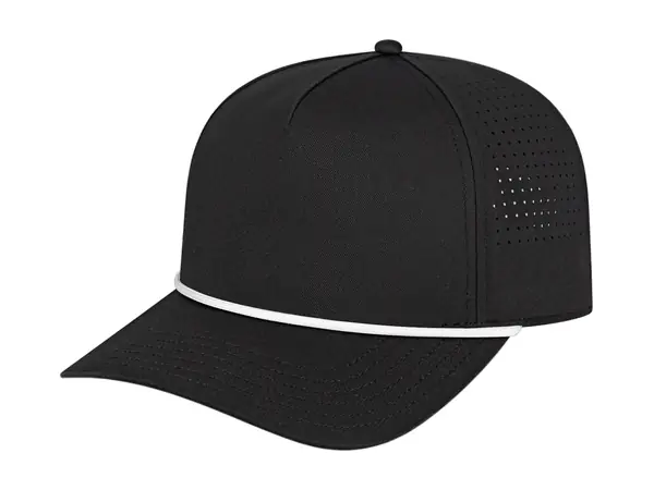 Cap America i3056 rope cap, Black with White Rope